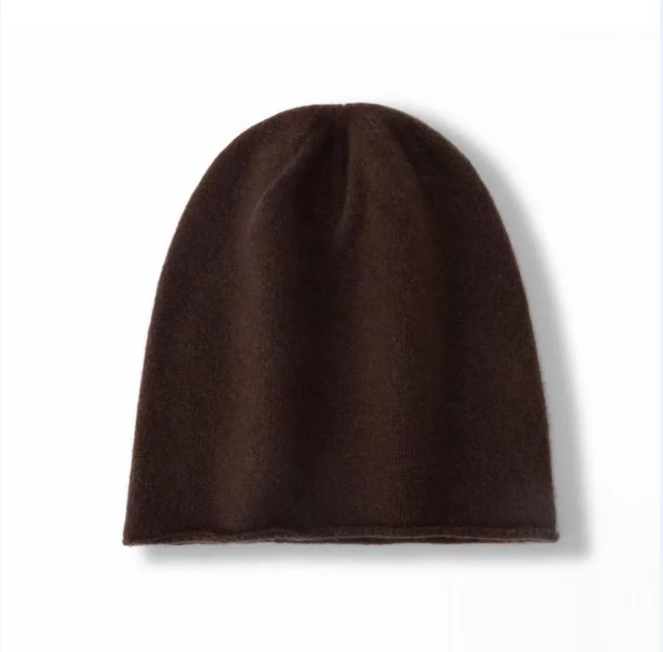 100% Cashmere Beanie Hat Cashmere Double-layered Ski Cap For Winter