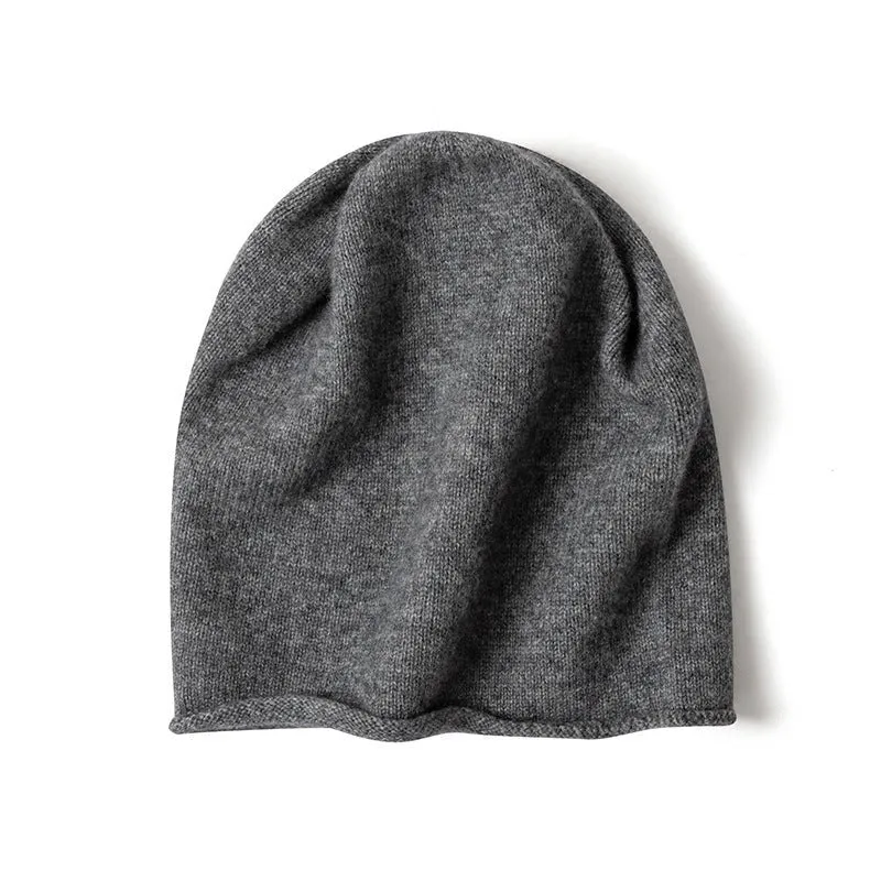 100% Cashmere Beanie Hat Cashmere Double-layered Ski Cap For Winter
