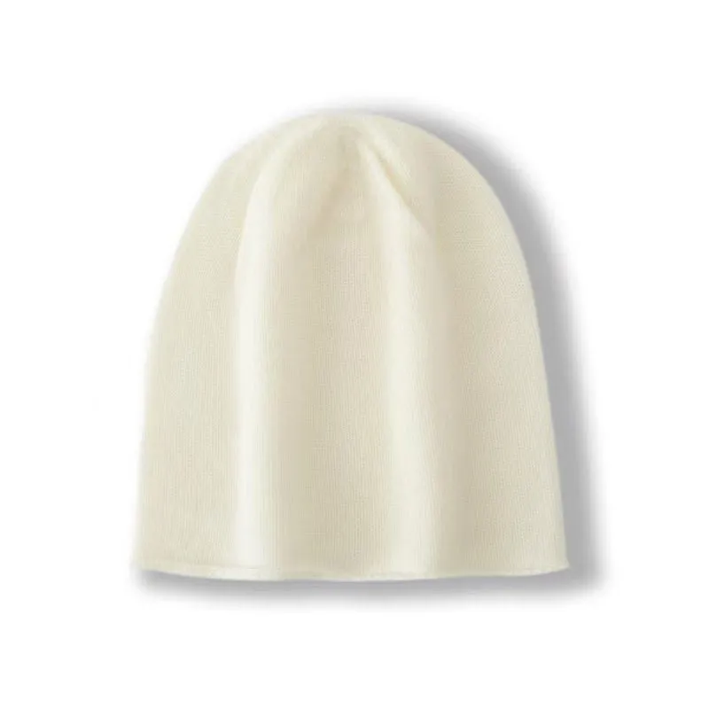 100% Cashmere Beanie Hat Cashmere Double-layered Ski Cap For Winter