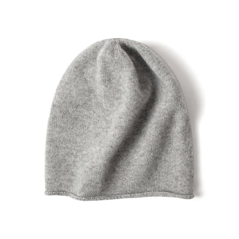 100% Cashmere Beanie Hat Cashmere Double-layered Ski Cap For Winter