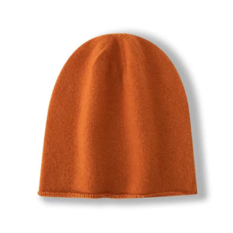 100% Cashmere Beanie Hat Cashmere Double-layered Ski Cap For Winter