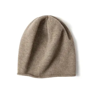 100% Cashmere Beanie Hat Cashmere Double-layered Ski Cap For Winter