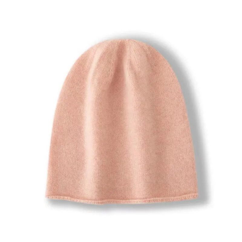 100% Cashmere Beanie Hat Cashmere Double-layered Ski Cap For Winter
