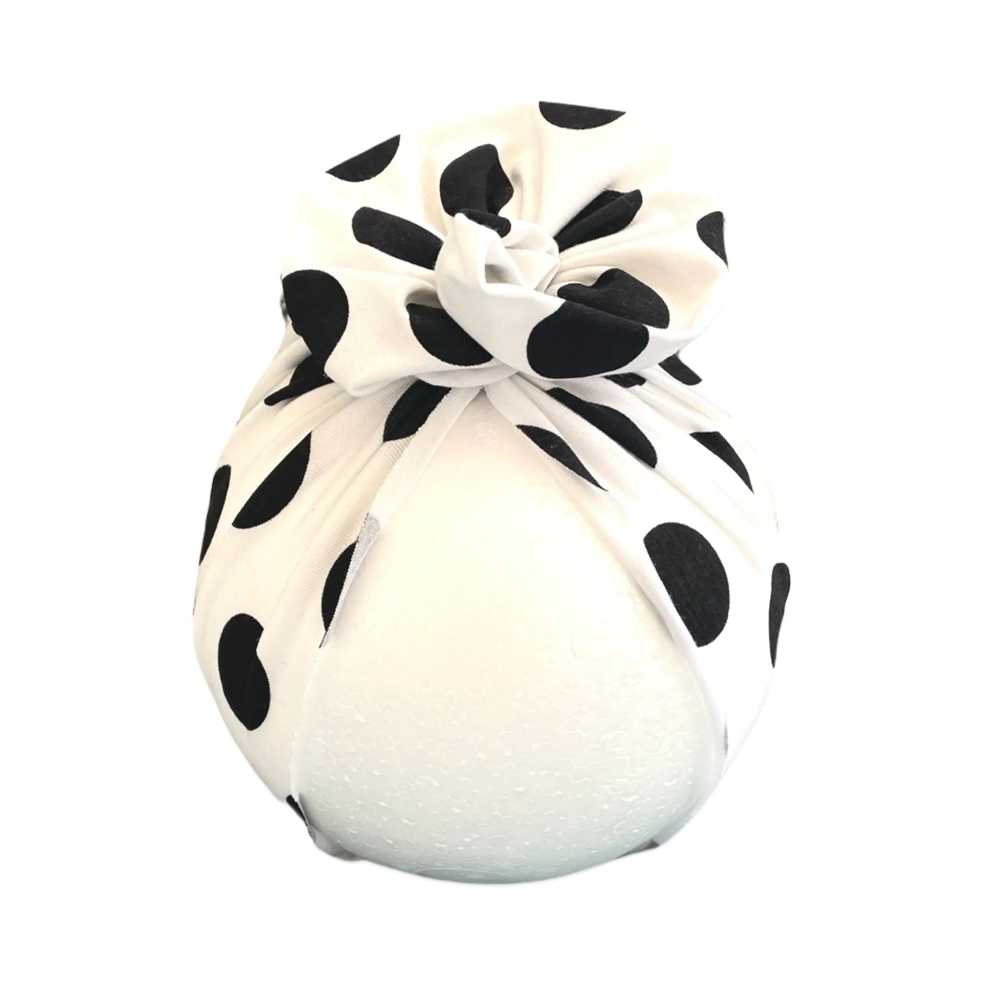 6-18 Months White and Black Dotted Baby Girl Turban