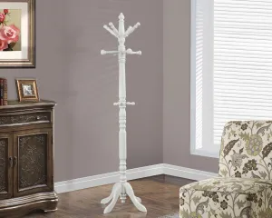73"H ANTIQUE WHITE WOOD TRADITIONAL STYLE COAT RACK