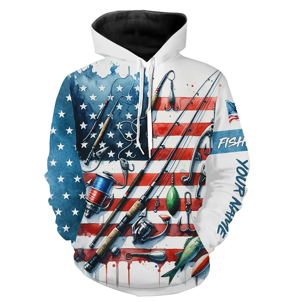 American Flag UV Protection Fishing Hoodie Shirt Fishing Jersey For Fisherman A52