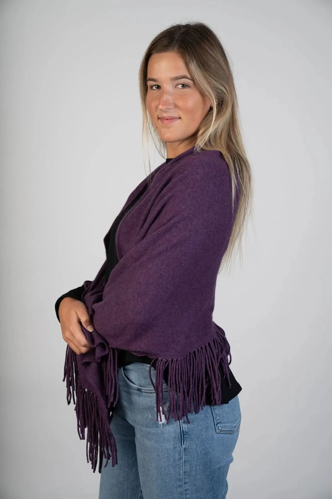 Amethyst Cashmere Shawl w/ Fringe