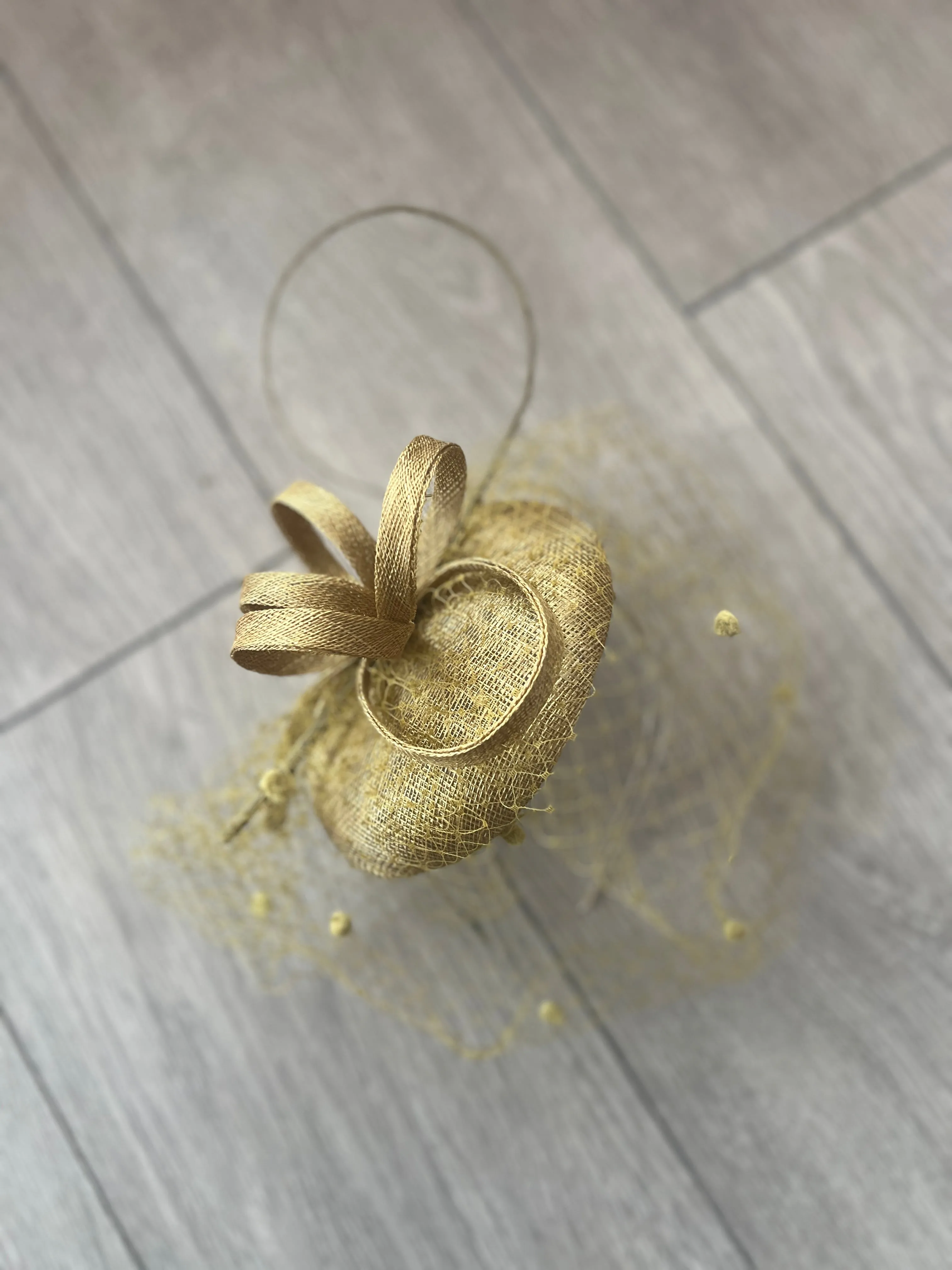 Antique Bronze Pillbox Hat with Veil & Curled Quill