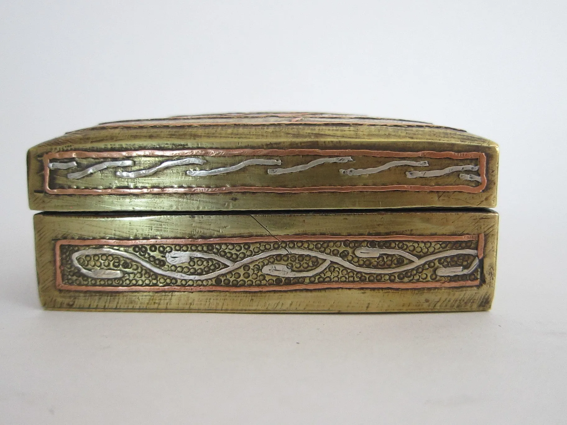 Art Nouveau Engraved Brass Jewelry Box