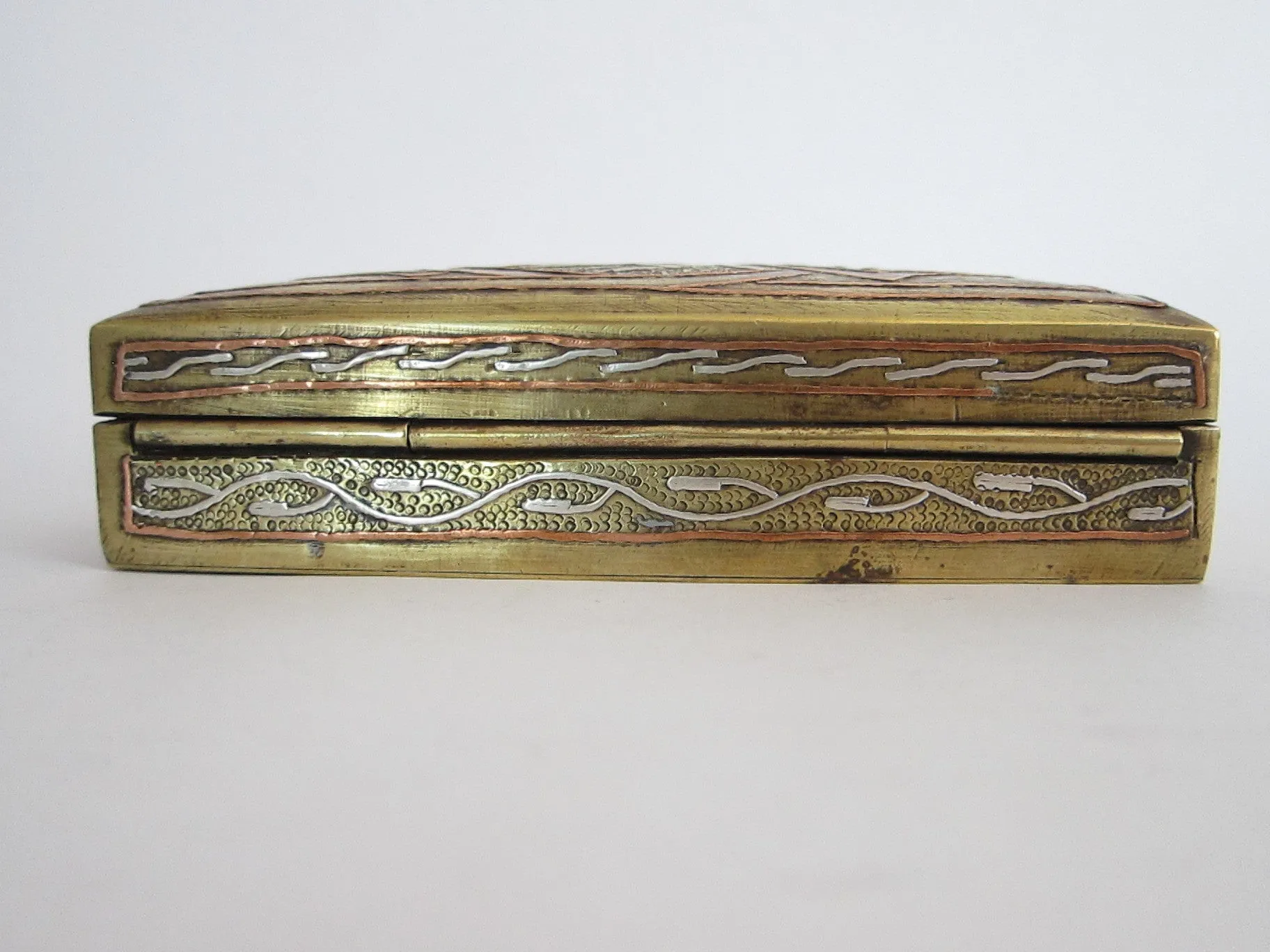 Art Nouveau Engraved Brass Jewelry Box