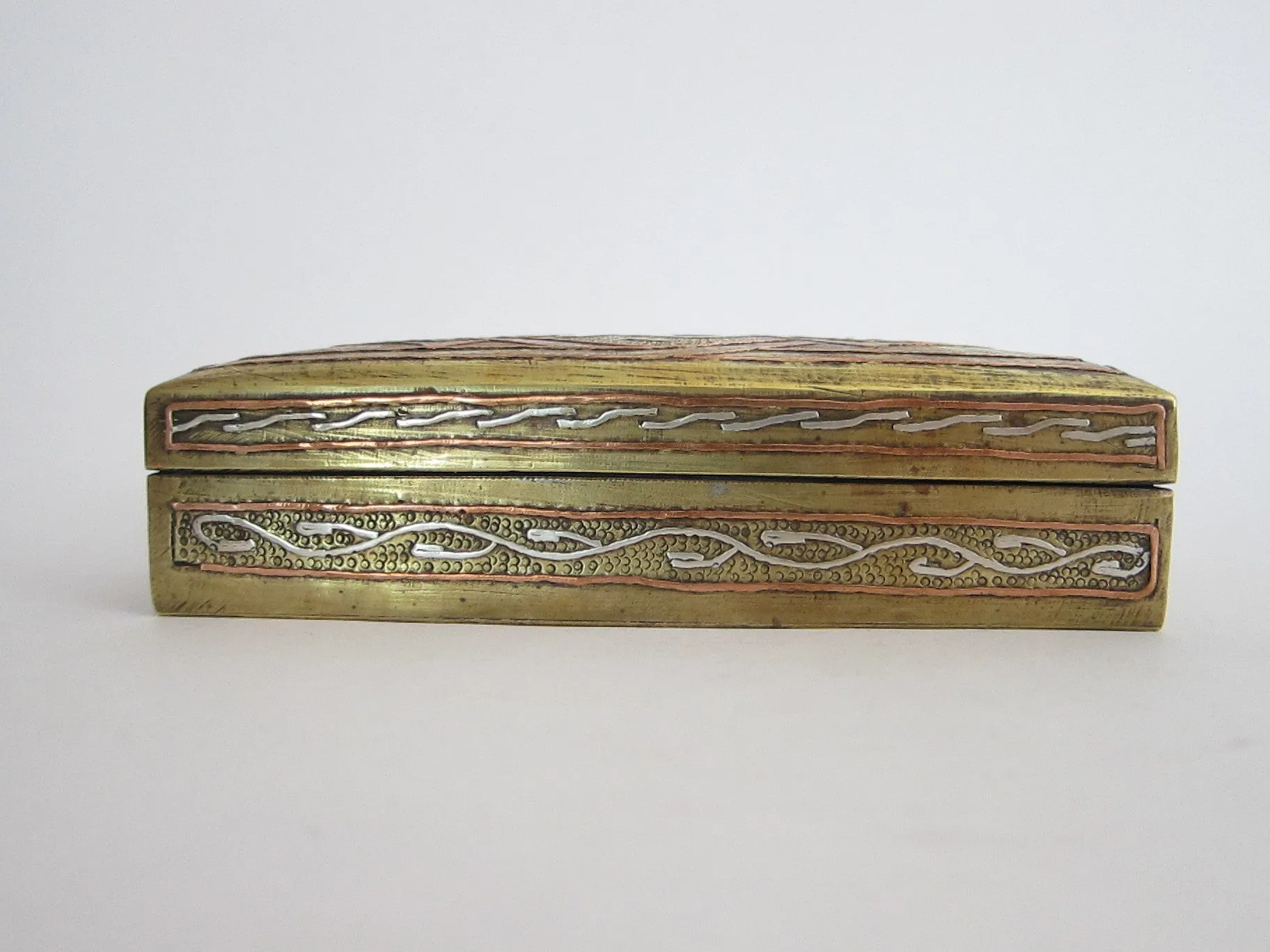 Art Nouveau Engraved Brass Jewelry Box