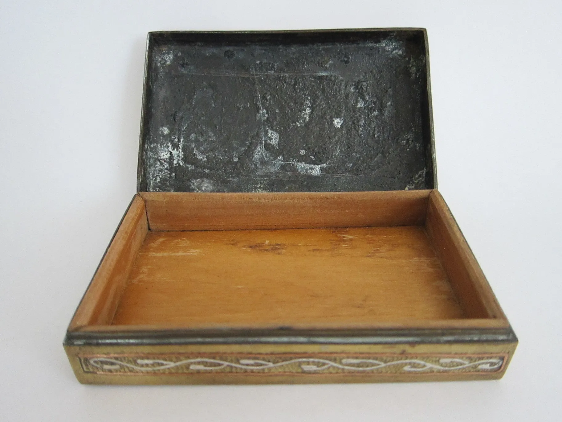 Art Nouveau Engraved Brass Jewelry Box