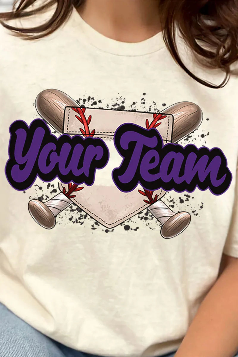 Baseball Home Plate Purple And Black Short Sleeve Relaxed Fit T-Shirt
