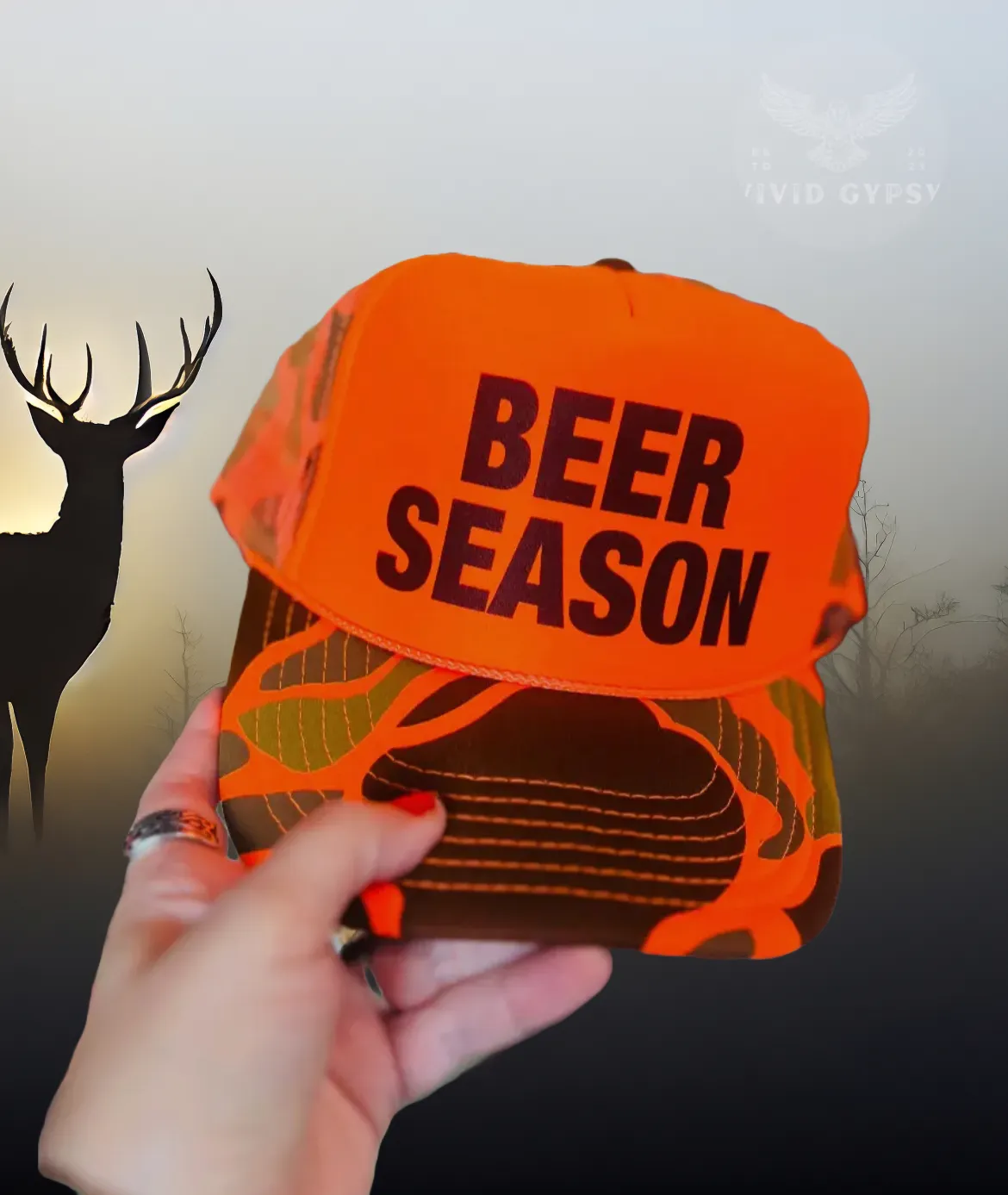 Beer Season - Foam Orange Camo Trucker Hat
