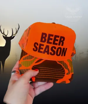 Beer Season - Foam Orange Camo Trucker Hat
