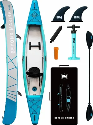 BEYOND MARINA Inflatable Kayak 1 & 2 & 3 Person Adult- Full Drop Stitch Kayak with Aluminum Paddles, Seats, Footrests, Pump,