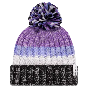 Black | Lilac | Purple | Dark Purple - Knitted Bobble Hat