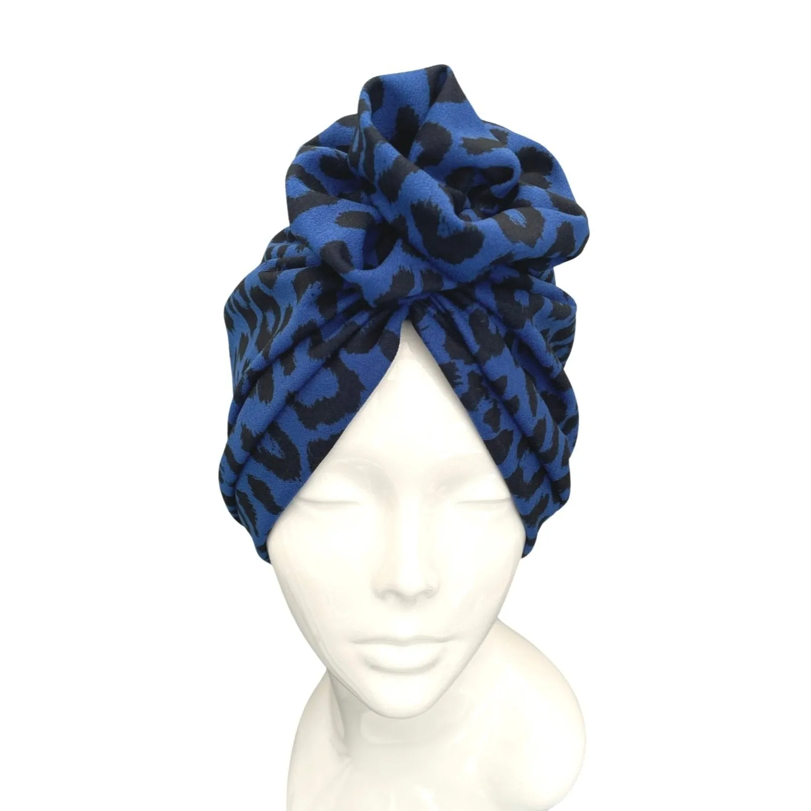 Blue Full Head Turban with Rosette