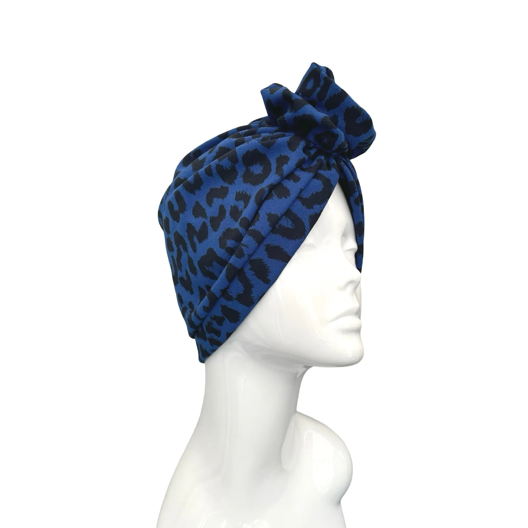 Blue Full Head Turban with Rosette