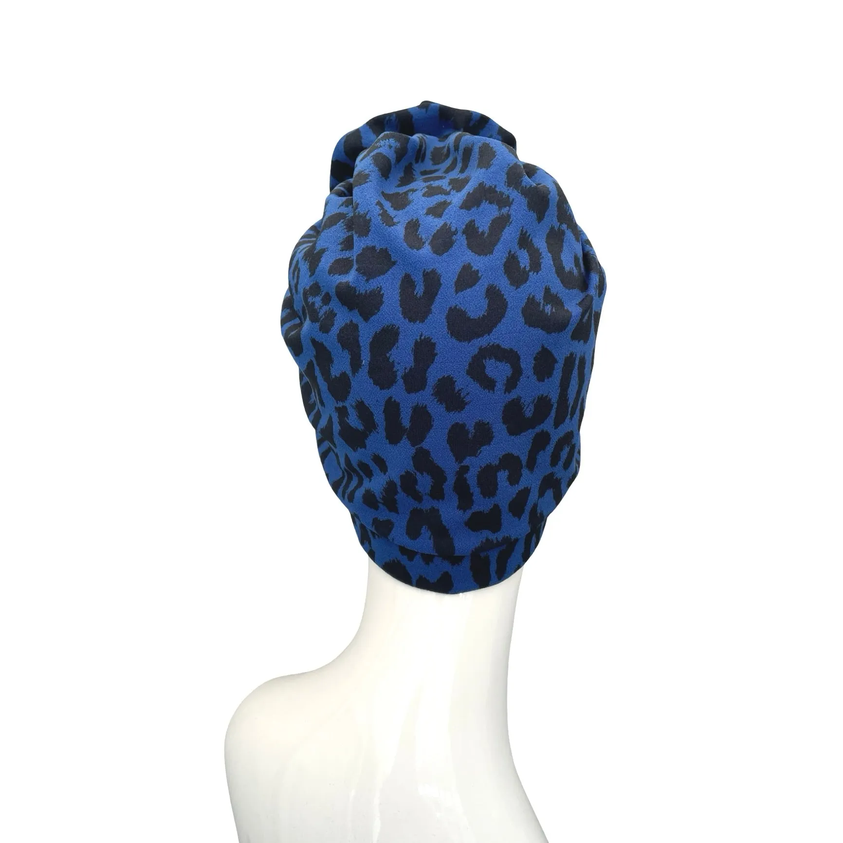 Blue Full Head Turban with Rosette