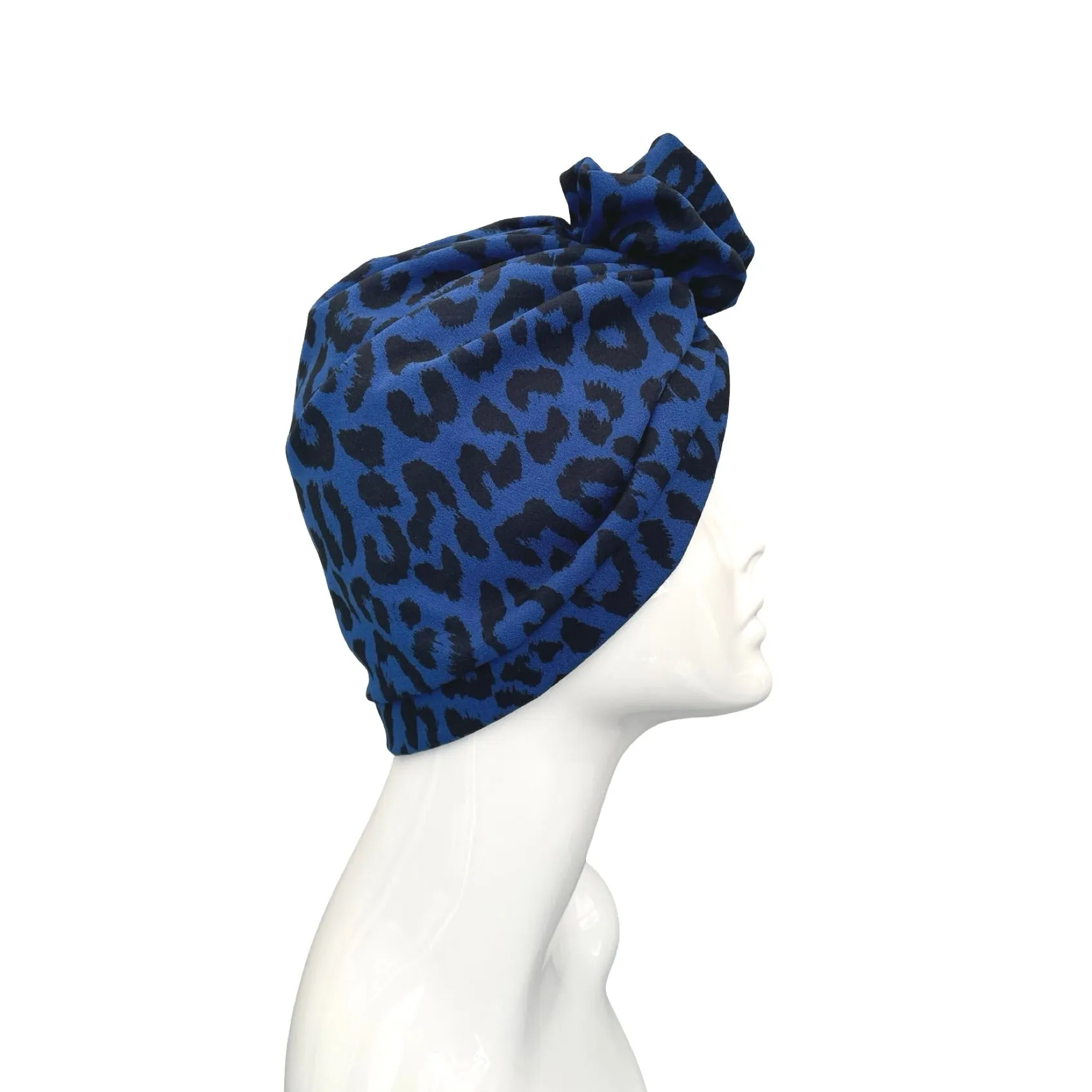 Blue Full Head Turban with Rosette
