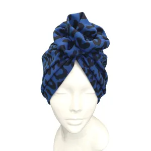 Blue Full Head Turban with Rosette