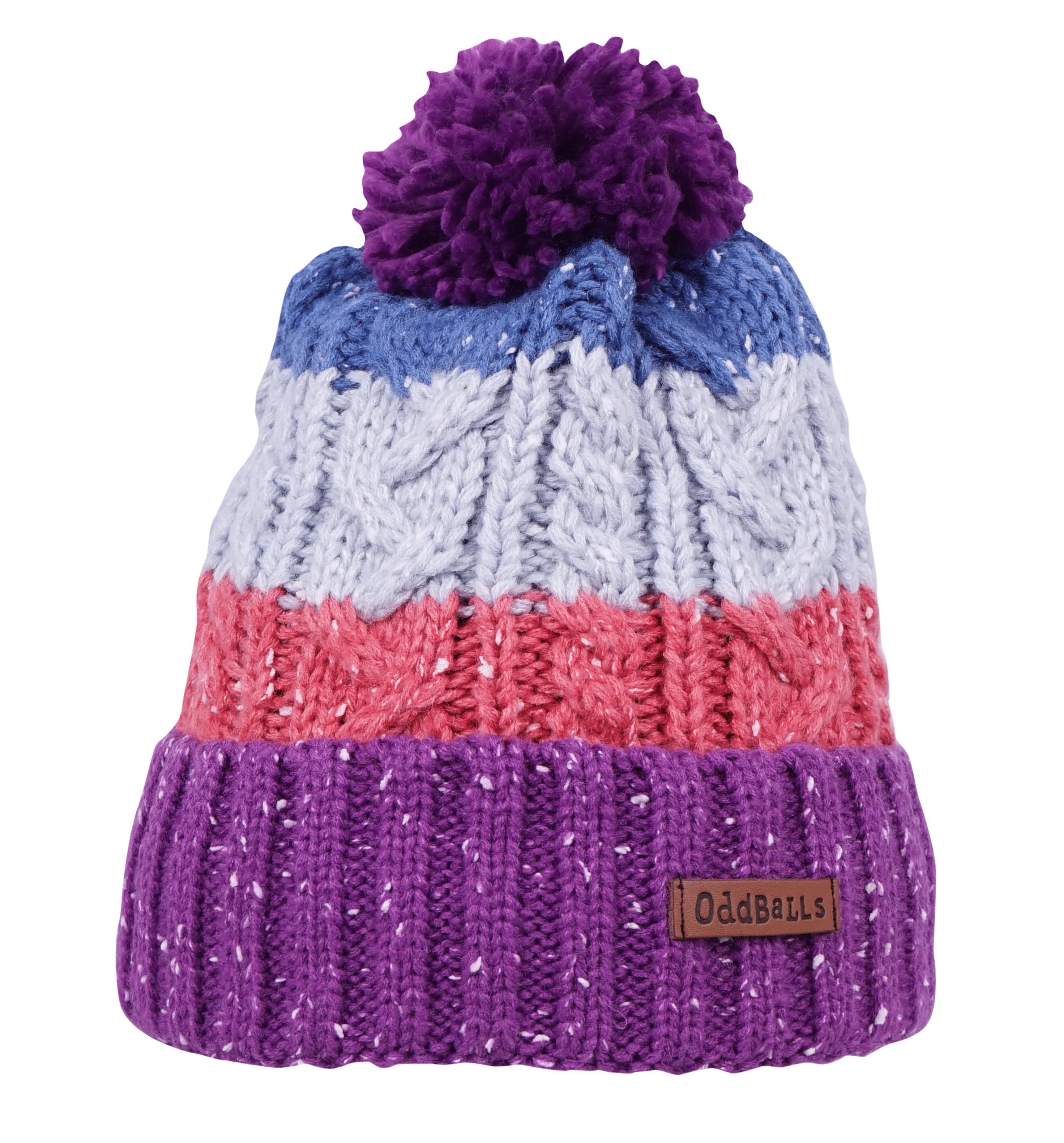 Blue | Grey | Purple | Peach - Knitted Bobble Hat