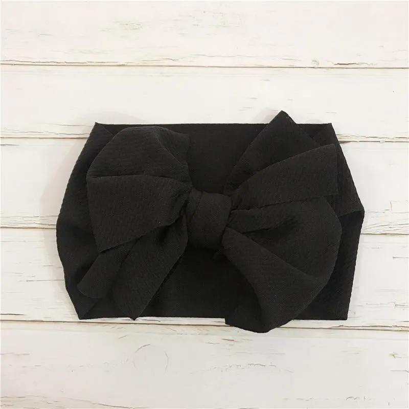 Bog Bow Infant Headband Newborn Toddler Baby Girl Boy Headwear Solid Bowknot Soft Turban Knot Hairband For Girls