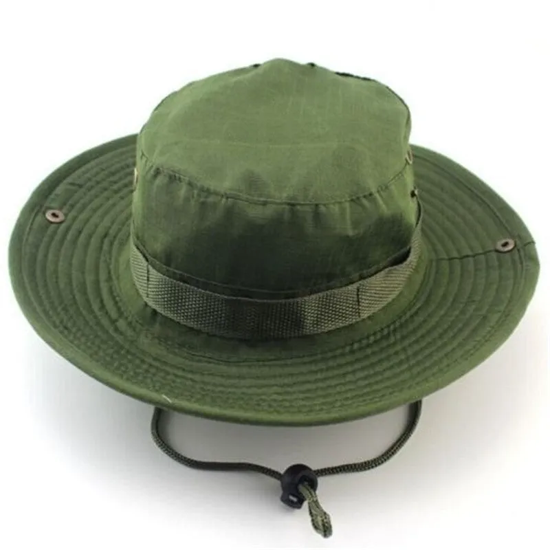 Camouflage Bucket Hats Wide Brim Sun Cap Ripstop Camo Fishing Hunting Hiking Men Safari Jungle with String Boonie Hat