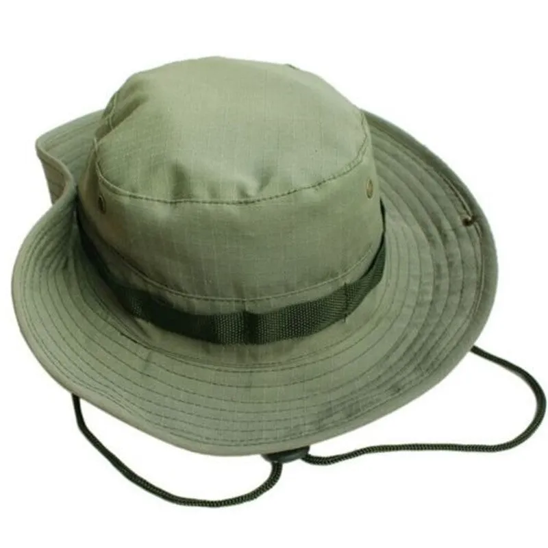 Camouflage Bucket Hats Wide Brim Sun Cap Ripstop Camo Fishing Hunting Hiking Men Safari Jungle with String Boonie Hat