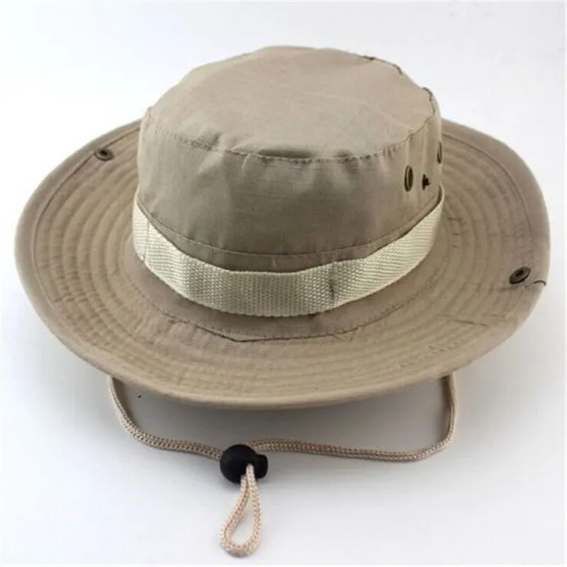 Camouflage Bucket Hats Wide Brim Sun Cap Ripstop Camo Fishing Hunting Hiking Men Safari Jungle with String Boonie Hat