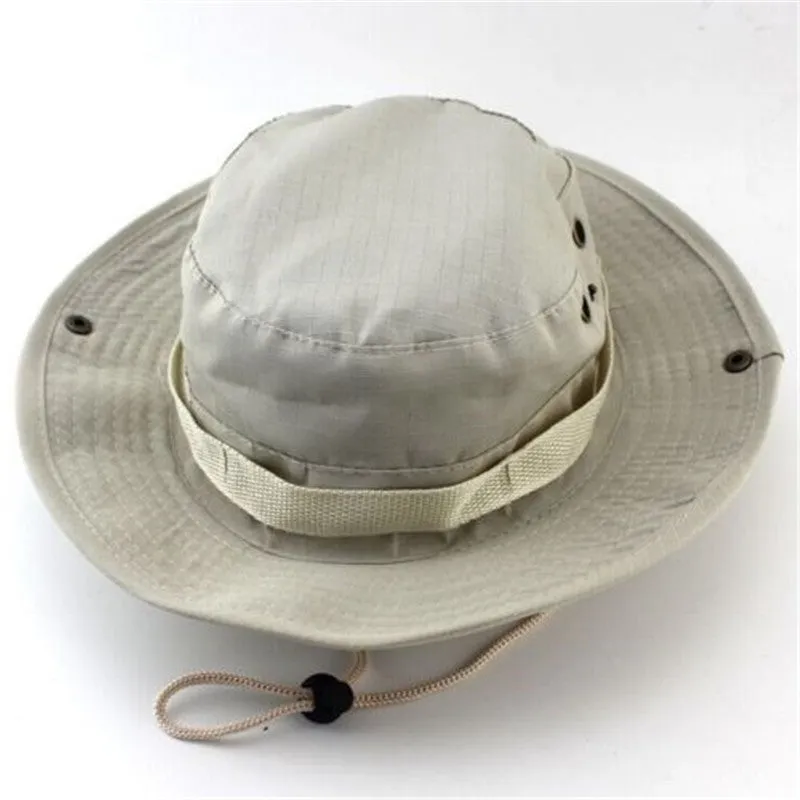Camouflage Bucket Hats Wide Brim Sun Cap Ripstop Camo Fishing Hunting Hiking Men Safari Jungle with String Boonie Hat