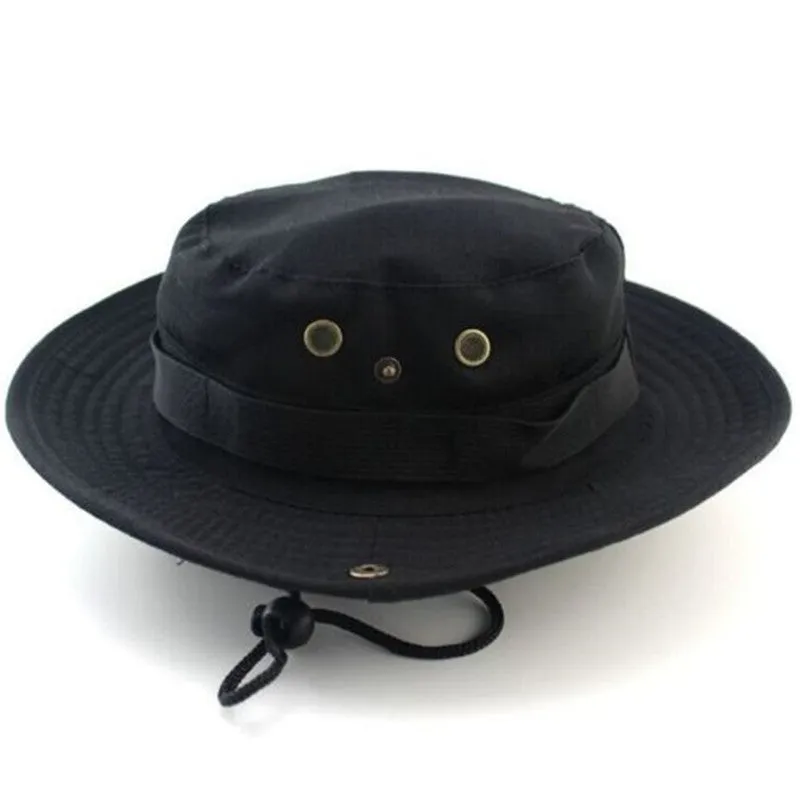 Camouflage Bucket Hats Wide Brim Sun Cap Ripstop Camo Fishing Hunting Hiking Men Safari Jungle with String Boonie Hat