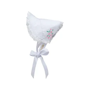Catesby Country Club Bonnet - Worth Avenue White with Flower Embroidery