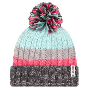 Charcoal | Mint | Pink | Grey - Knitted Bobble Hat
