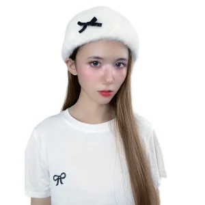 Chic Bow Fur Beret