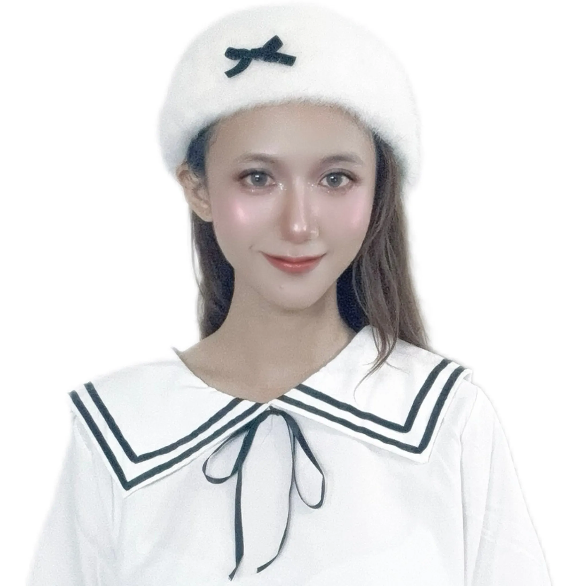 Chic Bow Fur Beret