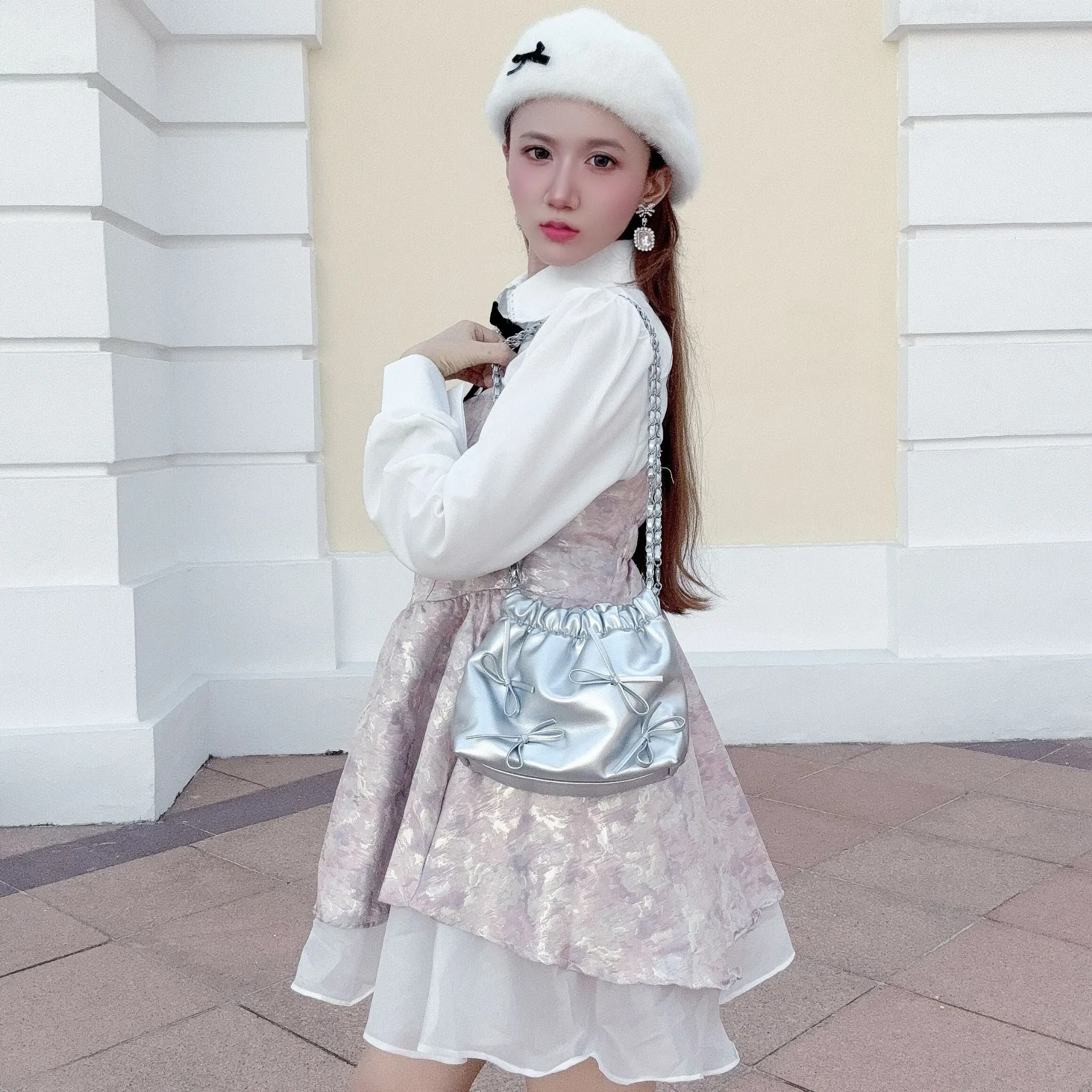 Chic Bow Fur Beret