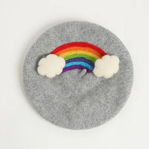 Cloudy with a Chance of Rainbow Wool Beret