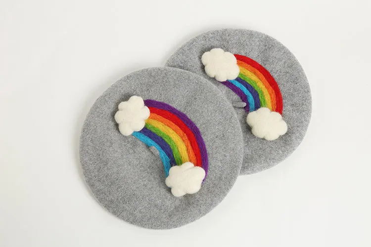 Cloudy with a Chance of Rainbow Wool Beret