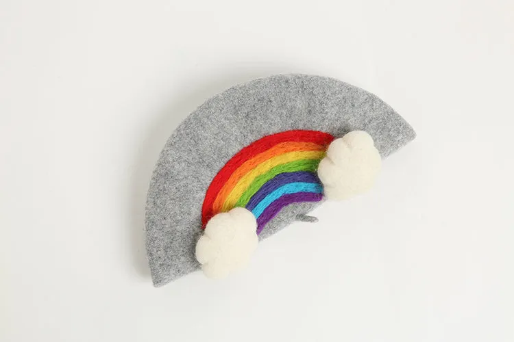 Cloudy with a Chance of Rainbow Wool Beret