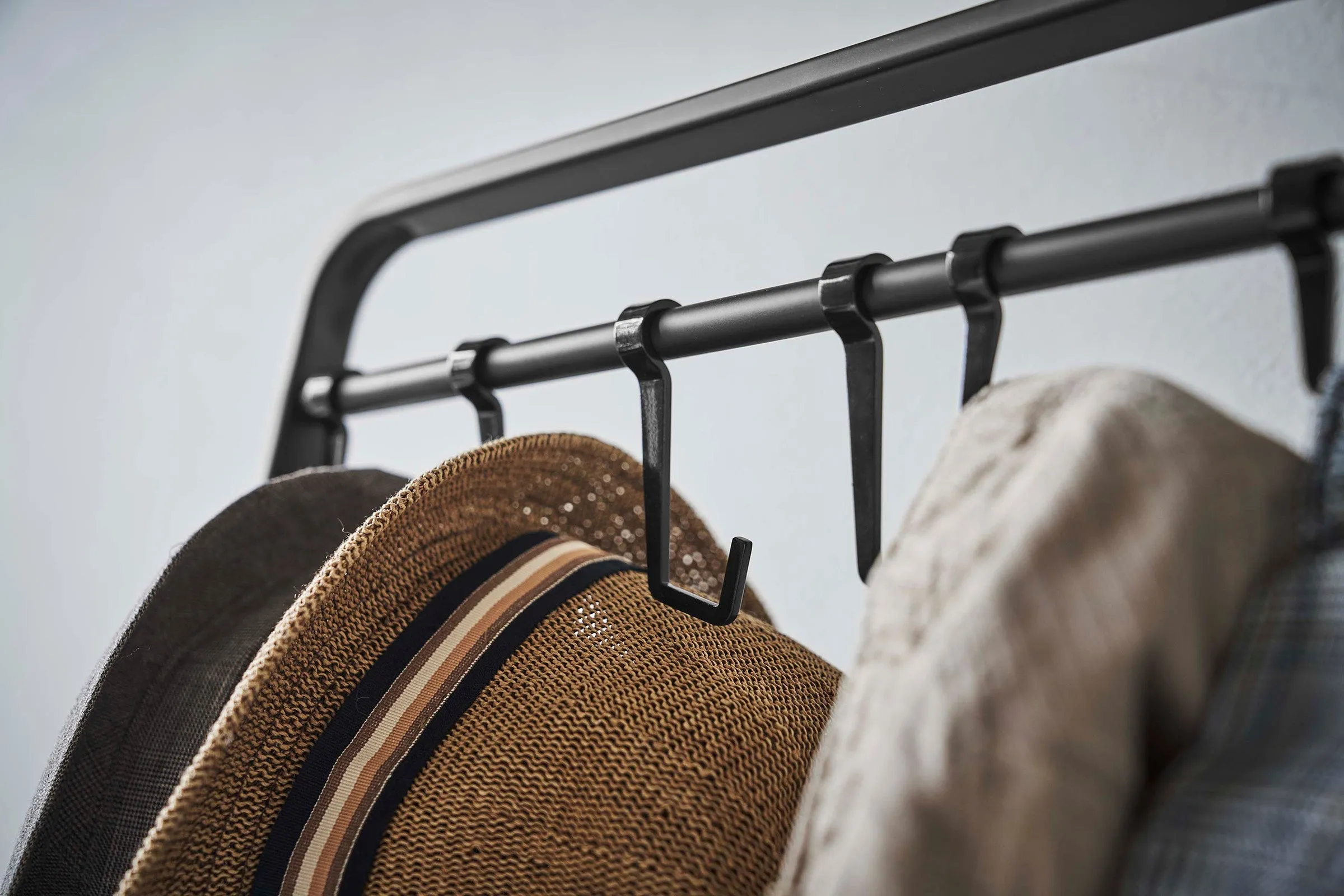 Coat Rack with Hat Storage (66" H)  - Steel   Wood from Yamazaki Home