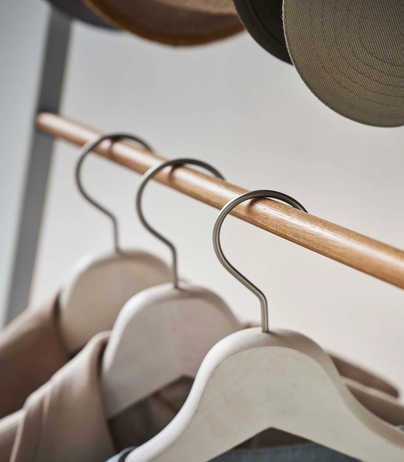 Coat Rack with Hat Storage (66" H)  - Steel   Wood from Yamazaki Home