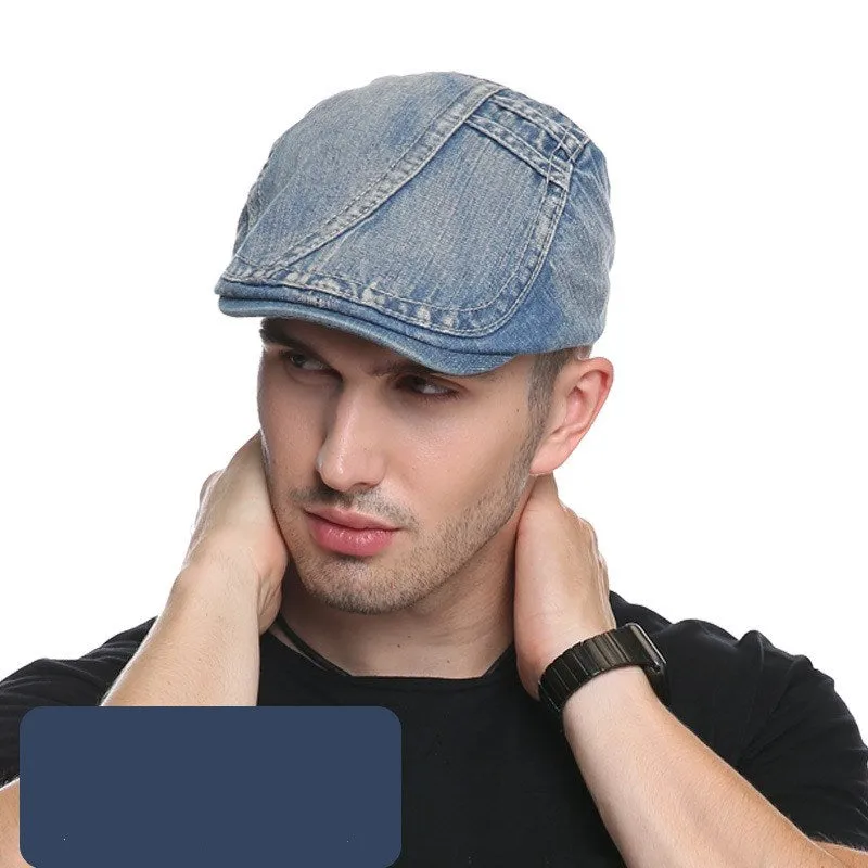 Cowboy Beret for Men - Stylish Denim Tie-Dyed Headwear