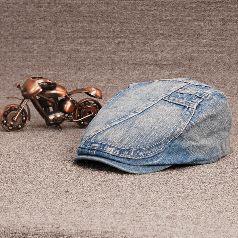 Cowboy Beret for Men - Stylish Denim Tie-Dyed Headwear
