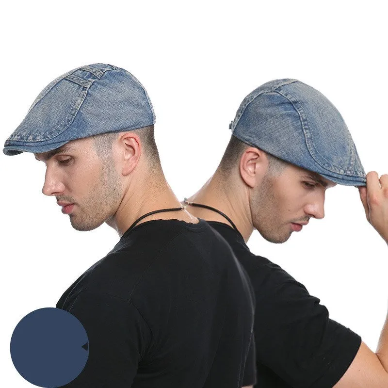 Cowboy Beret for Men - Stylish Denim Tie-Dyed Headwear