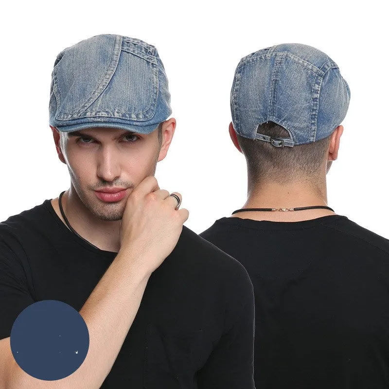 Cowboy Beret for Men - Stylish Denim Tie-Dyed Headwear