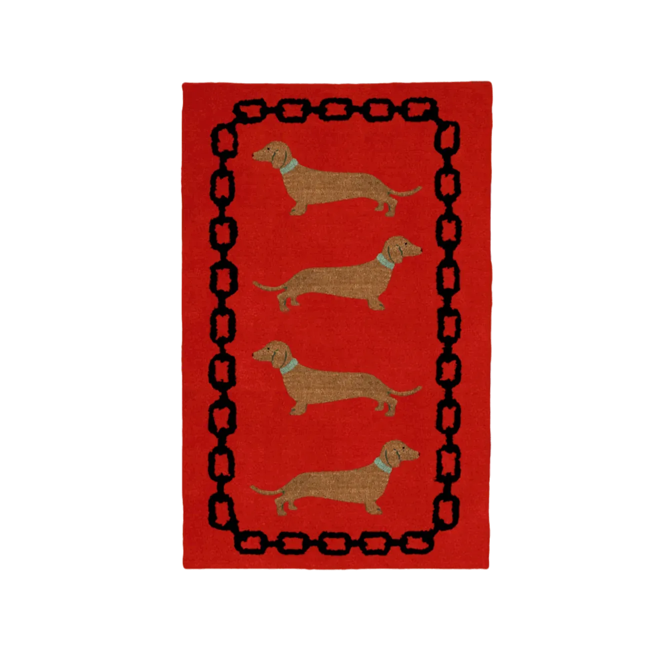 Dachshund Dog Lover Red and Black Hand-Tufted Wool Rug