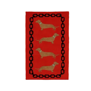 Dachshund Dog Lover Red and Black Hand-Tufted Wool Rug