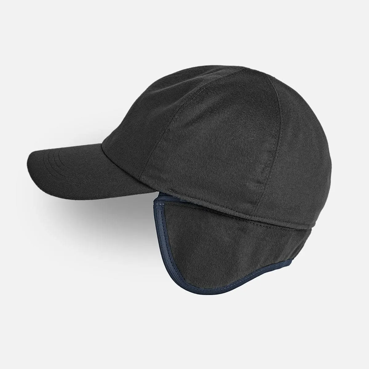 Dark Navy Wool & Cashmere Blend Baseball Cap
